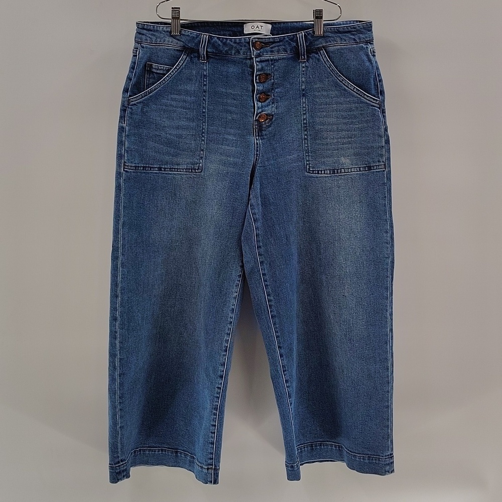 OAT New York mid rise utility wide leg crop jeans button fly on med Size 32